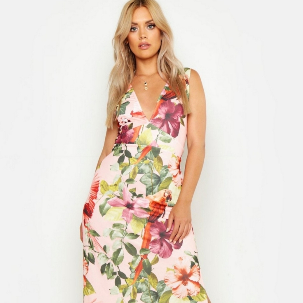 Plunge neckline maxi dress